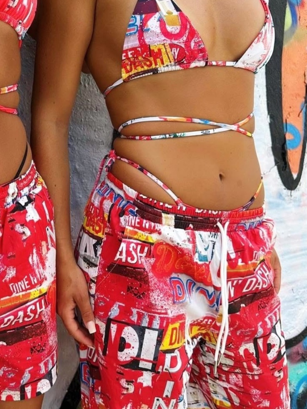 Graphic Red Women's Drawstring pants